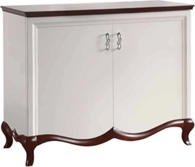 Comodă lemn masiv nuc Milan I Alb-, 114 × 46,5 × 90,2 cm