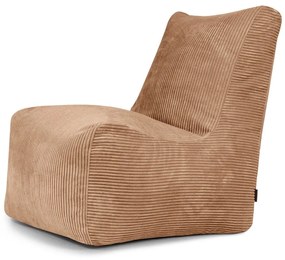 Fotoliu bean bag maro cu tapițerie din catifea reiată Seat Lounge – SLOWDOWN