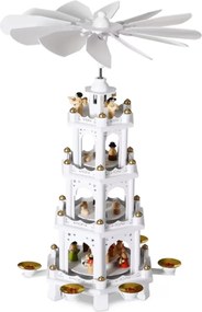 Piramidă de Crăciun MERRY, 60x20x20cm, albă Spielwerk