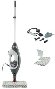 Mop curatare cu aburi Shark S6005EU, 1200W, 0,5 L, 2 setari, Tehnologie Klick'n Flip, Steam Blaster, Lavete mop Dirt Grip, Alb/Gri