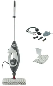 Mop curatare cu aburi Shark S6005EU, 1200W, 0,5 L, 2 setari, Tehnologie Klick'n Flip, Steam Blaster, Lavete mop Dirt Grip, Alb/Gri