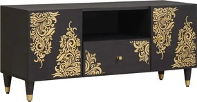 vidaXL Cabinet TV cu sertar Negru 105 x 33 x 46 cm Lemn de mango solid