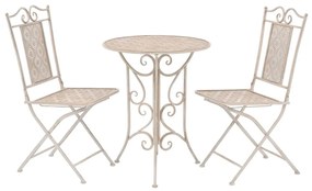 43149 vidaXL Set mobilier de bistro, 3 piese, alb, oțel