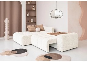Colțar modular crem extensibil/cu spațiu de depozitare (cu colț pe partea stângă) Lulu – Miuform