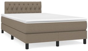 vidaXL Pat cu arcuri, saltea și LED, gri taupe, 120x190 cm, textil