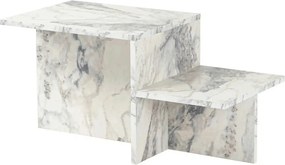 Masuta cafea HARMONY, alb cu efect de marmura, PAL, 80x40x40 cm