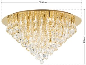 Lustra aplicata cristal K9 design elegant CELESTE D-75 aurie