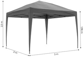 Foișor de grădină 3x3m pliabil Gri