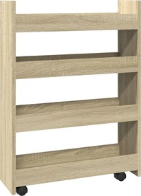 vidaXL Cărucior depozitare îngust, 4 niveluri stejar sonoma lemn