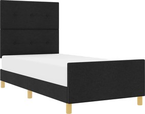vidaXL Cadru de pat cu headboard Negru 90 x 190 cm țesătură