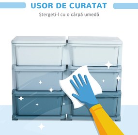 HOMCOM Comodă 6 Sertare pentru Copii cu Margini Rotunjite din PP Albastru | Aosom Romania