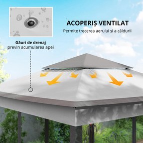 Outsunny pavilion pliabil cu pereți laterali, gri, 3,25 x 3,25 x 2,7 m | Aosom Romania
