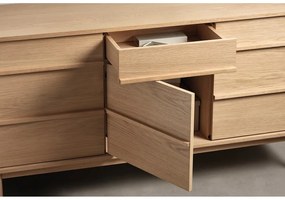 Comodă joasă cu aspect de lemn de stejar 75x140 cm Ponza – Unique Furniture