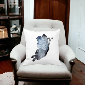 Perna Decorativa Fluture 2, Blue and Black, 40x40 cm, Alba Mata, Husa Detasabila, Perna Inclusa, BEKZ®