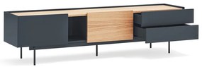Comodă TV gri antracit-natural cu aspect de lemn de stejar 180x45 cm Otto – Teulat
