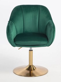 HR2055N Scaun Verde din Catifea cu Bază Aurie