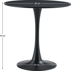 Masă de sufragerie, negru, diametru 80 cm, REVENTON NEW