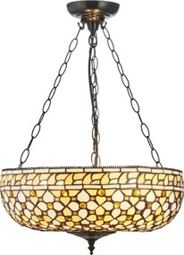 Endon 111882 - Candelabru pe lanț Tiffany MILLE FEUX 3xE27/10W/230V, diam. 45 cm