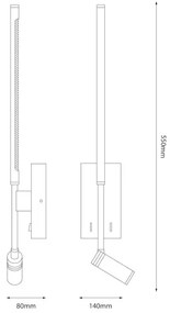 Aplică LED de perete TORCH, 6W/230V + 3W LED, negru