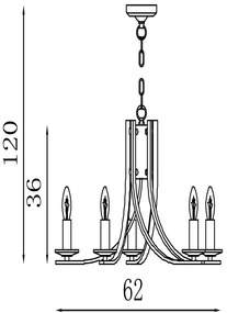 Candelabru stil elegant metal alama Ascona 5L