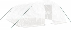 vidaXL Seră cu cadru din oțel, alb, 30 m², 6x5x2,3 m