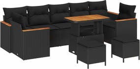 vidaXL Set de canapele pentru grădină 10 pcs Negru Rattan poli