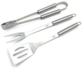 Set ustensile pentru gratar Adler AD 6729, 4 piese, Otel inoxidabil, Carcasa din aluminiu, Orificii de agatare, Argintiu