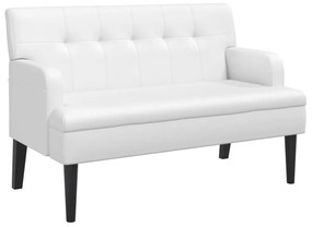 vidaXL Banchetă cu spătar, alb, 112x65,5x75 cm piele ecologică