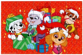 Puzzle pentru copii 4 în 1 PAW PATROL si bradul de Craciun, 19x29 cm