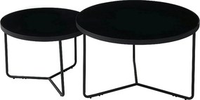 Set 2 masute ITALIA, negru, sticla securizata/metal