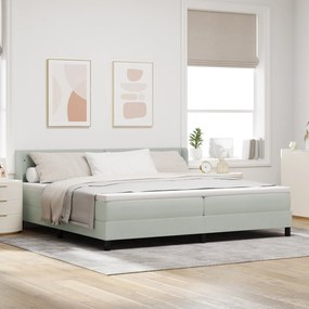 vidaXL Pat box spring cu saltea, gri deschis, 200x200 cm, catifea