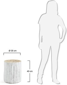 Măsuță auxiliară din lemn de tec Kave Home Filippo, ø 35 cm, alb