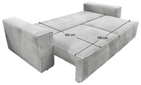 Canapea extensibila, gri deschis, HARPERA BIG SOFA