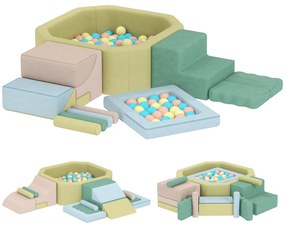 AIYAPLAY Set 15 Blocuri de Construcții Moi Modulabile pentru Copii cu 200 de Mingi pentru Uz Intern, Multicolor | Aosom Romania