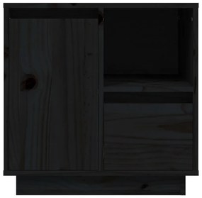 Noptiera, negru, 50x34x50 cm, lemn masiv de pin
