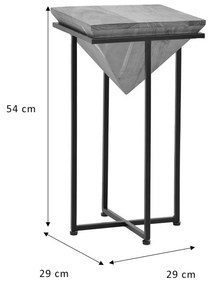 Masuta laterala Miles lemn masiv de acacia, culoarea nuc - negru 29x29x54cm