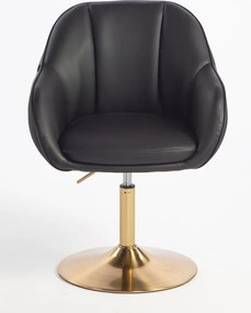 HR2055N Scaun Neagră din Piele Ecologica cu Bază Aurie