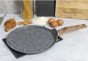 Tigaie pentru clatite Galileo Carrara SChef 2191315, 28 cm, 5 straturi, Acoperire ceramica, Fara PFAS și PTFE, Inductie, Gri/Maro