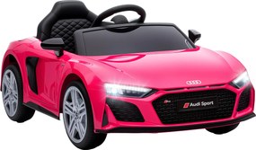 AIYAPLAY Mașinuță Electrică pentru Copii 12V Audi R8 Spyder, 3+ Ani, 3-5 km/h, cu 2 Motoare și Telecomandă, Roz | Aosom Romania