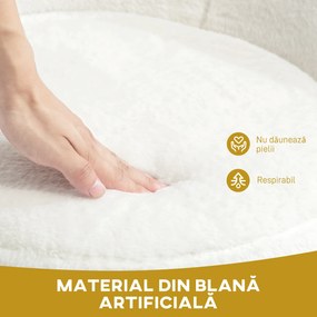 HOMCOM Fotoliu din Material cu Imitație Blană, Picioare Metalice Aurii și Tălpițe Antiderapante, 75x66x79 cm, Alb | Aosom Romania