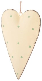 Set 3 decorațiuni metalice suspendate Dakls Dotty Heart, galben