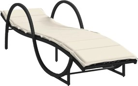 vidaXL Șezlong cu pernă, negru, 60x199x42 cm, poliratan