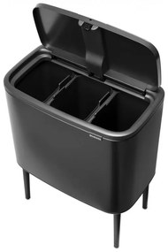 Coș Brabantia Bo Touch 1008857, 3x11 l, Deschidere lină și silențioasă, Deschidere mare, Gri închis