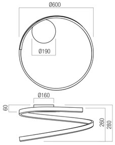 Plafonieră LED dimmabilă SCROLL, 38W/230V, auriu - Redo 01-4011