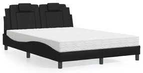 vidaXL Pat cu saltea, negru, 120x200 cm, piele ecologică