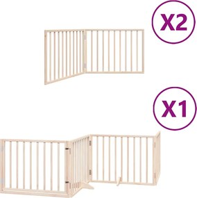 vidaXL Poartă de câini pliabilă cu ușă, 8 panouri, 640 cm, lemn plop