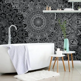 Tapet Mandale elegantă în design alb-negru