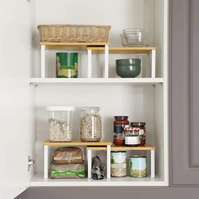 Set de organizatoare din bambus CEZAR, 4 piese, maro/albă SongmicsHome