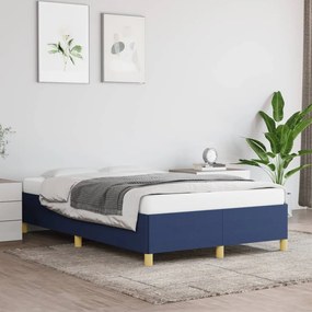347155 vidaXL Cadru de pat, albastru, 120 x 200 cm, material textil