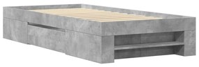 3295530 vidaXL Cadru de pat, gri beton, 75x190 cm, lemn prelucrat